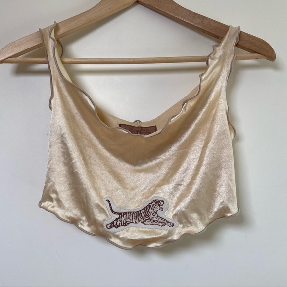 Ship To Shore Satin Crop Top with Tiger - Picture 1 of 5